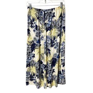 Vintage 90’s teddi Floral Blue Green Yellow Rayon Midi Maxi Skirt Women’s Size M